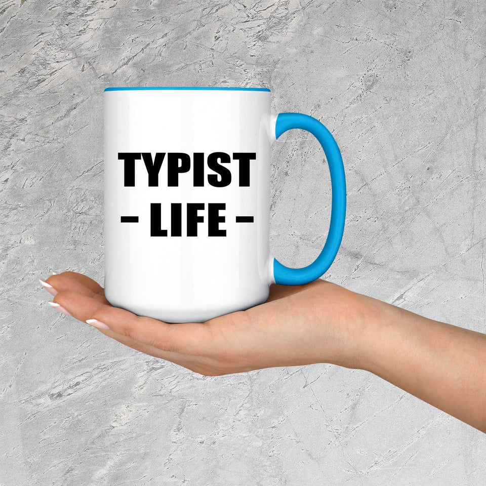Typist Life - 15oz Accent Mug Blue