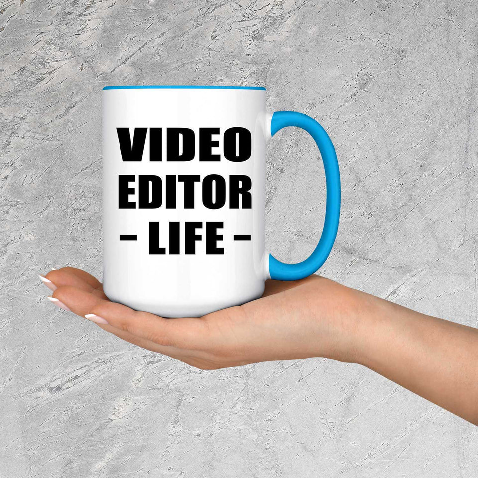 Video Editor Life - 15oz Accent Mug Blue