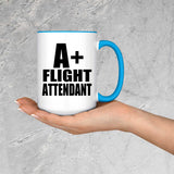 A+ Flight Attendant - 15oz Accent Mug Blue