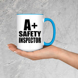 A+ Safety Inspector - 15oz Accent Mug Blue