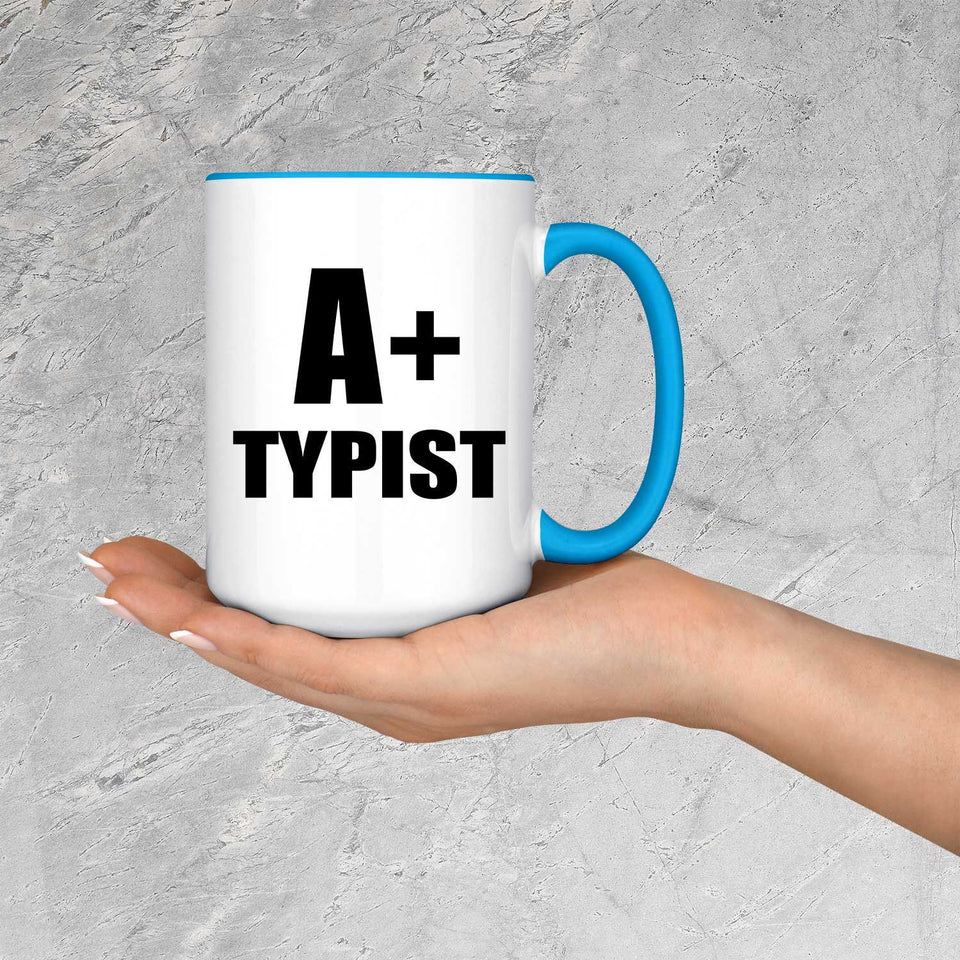 A+ Typist - 15oz Accent Mug Blue