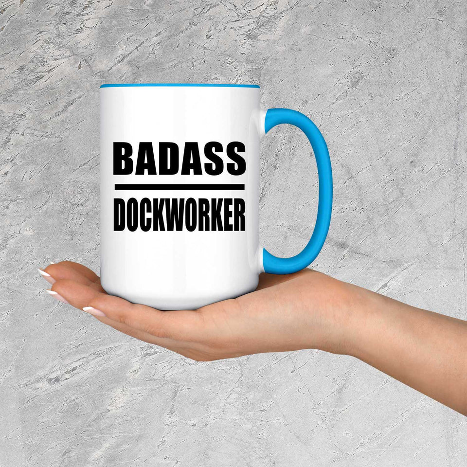 Badass Dockworker - 15oz Accent Mug Blue