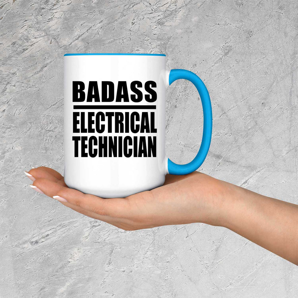Badass Electrical Technician - 15oz Accent Mug Blue