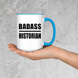 Badass Historian - 15oz Accent Mug Blue