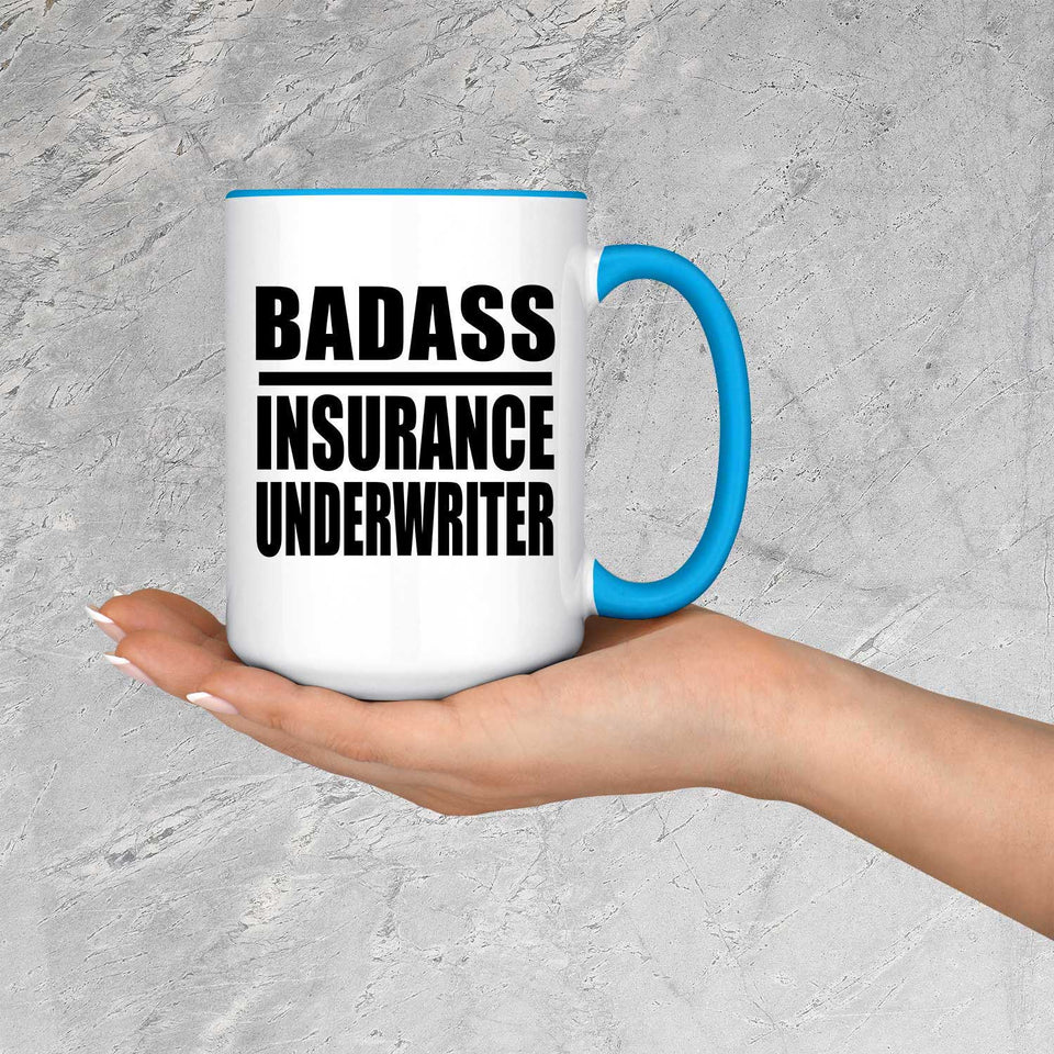 Badass Insurance Underwriter - 15oz Accent Mug Blue