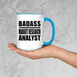 Badass Market Research Analyst - 15oz Accent Mug Blue