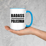 Badass Policeman - 15oz Accent Mug Blue