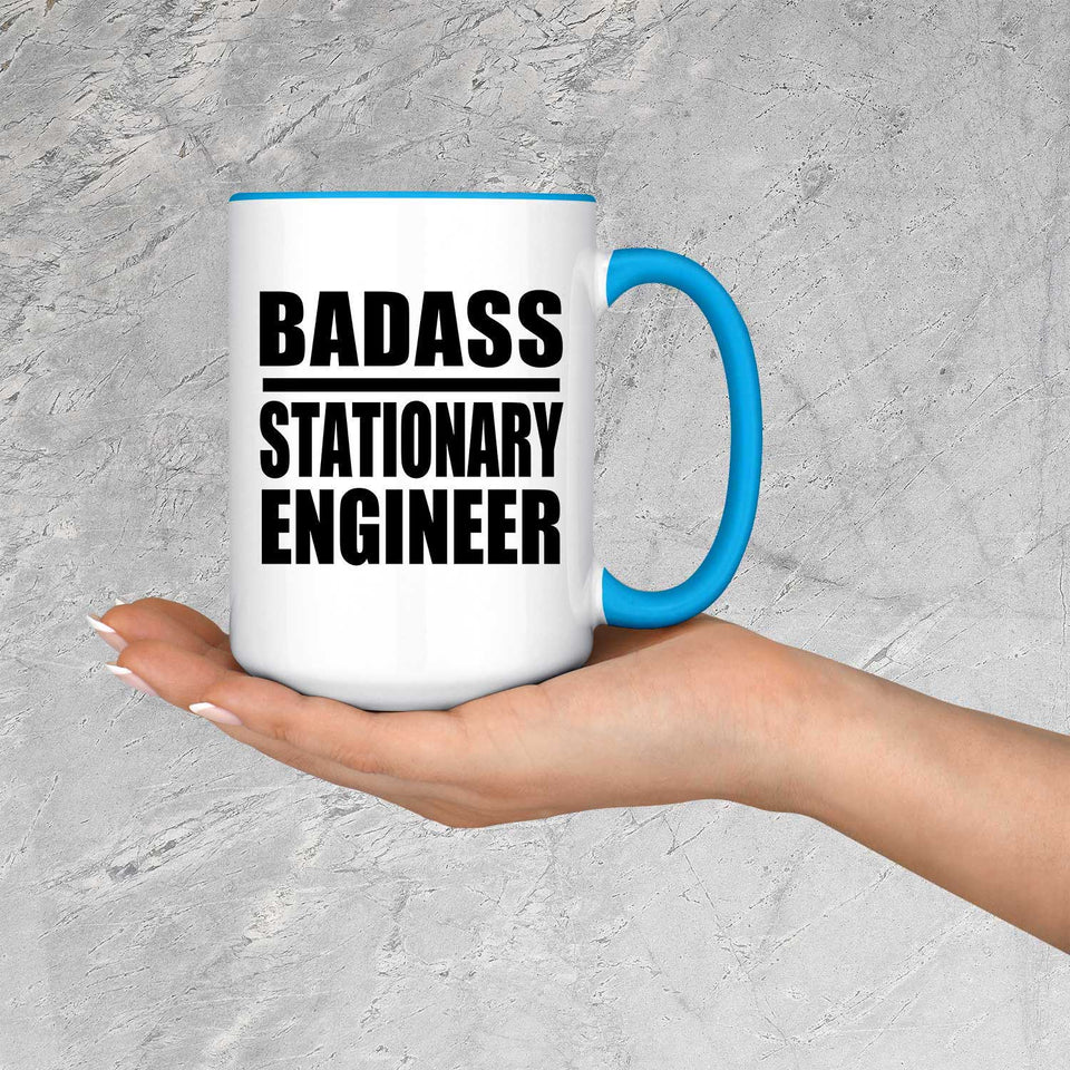 Badass Stationary Engineer - 15oz Accent Mug Blue