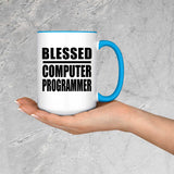 Blessed Computer Programmer - 15oz Accent Mug Blue