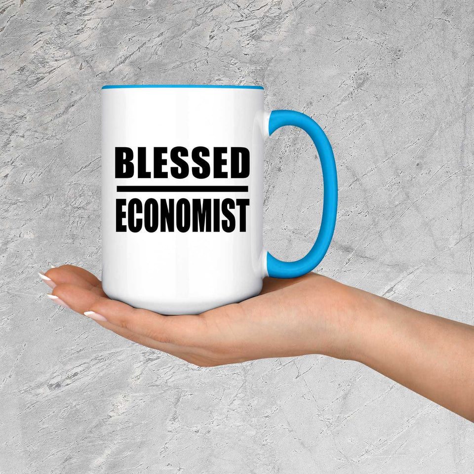 Blessed Economist - 15oz Accent Mug Blue