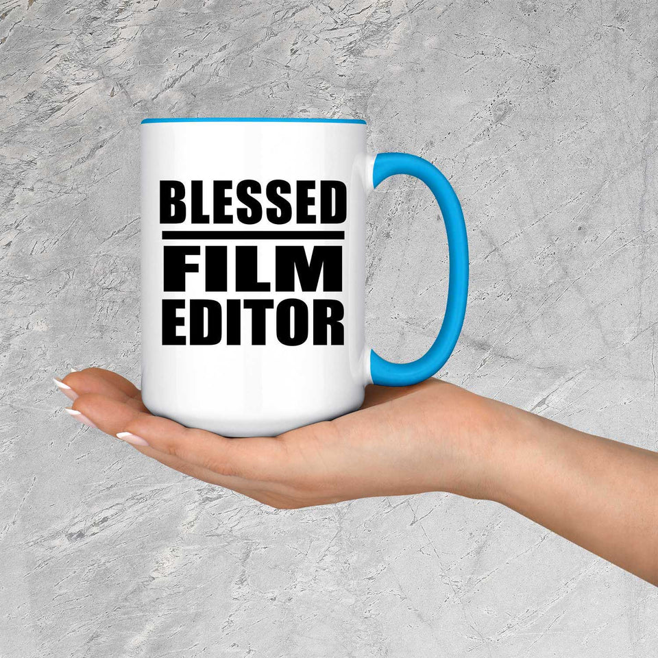 Blessed Film Editor - 15oz Accent Mug Blue