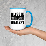Blessed Market Research Analyst - 15oz Accent Mug Blue