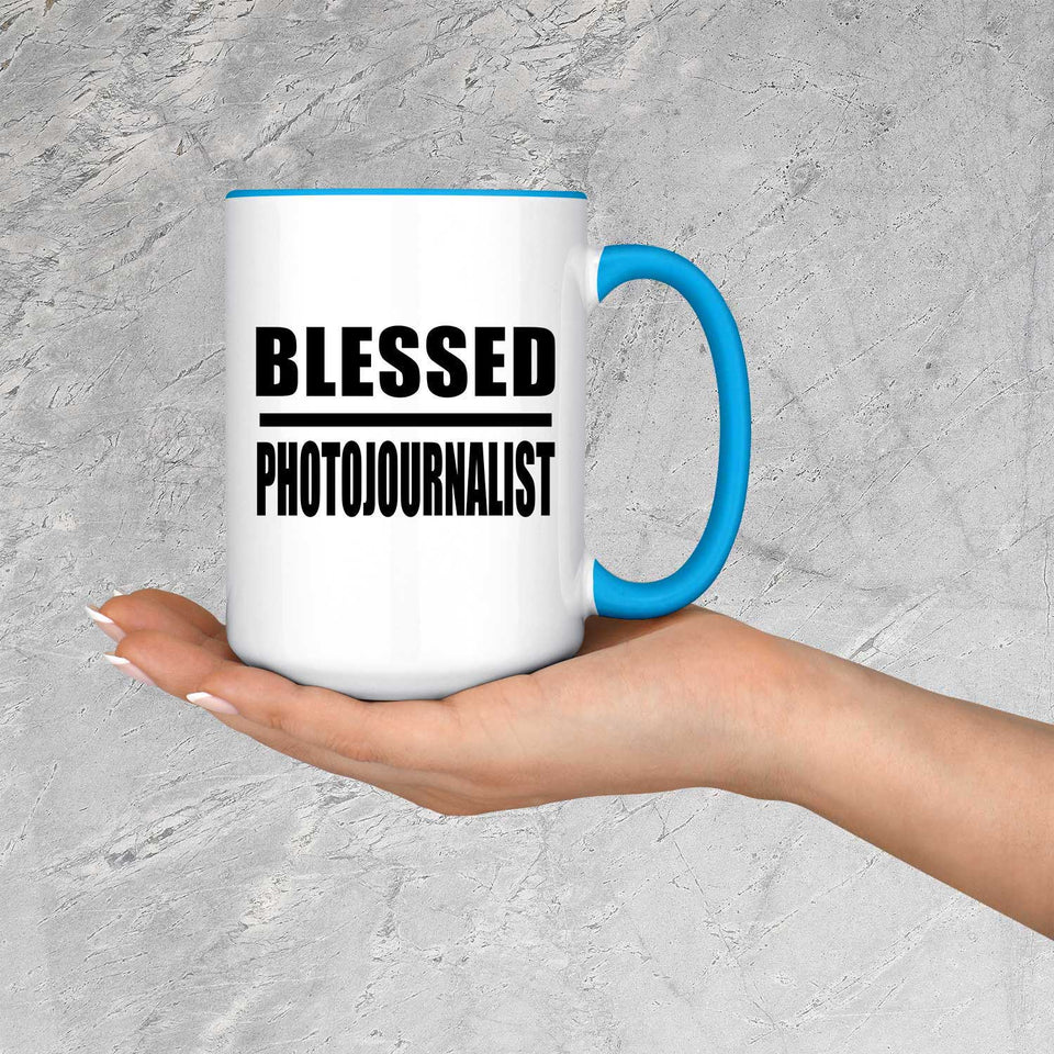Blessed Photojournalist - 15oz Accent Mug Blue