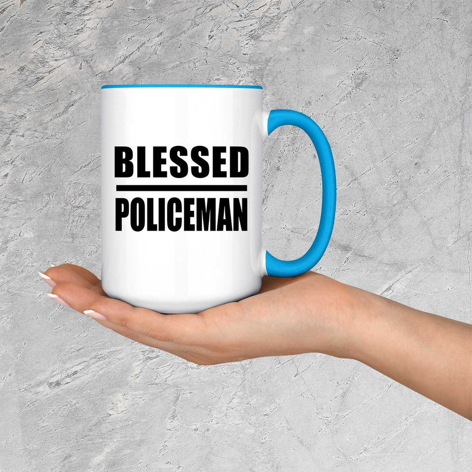 Blessed Policeman - 15oz Accent Mug Blue