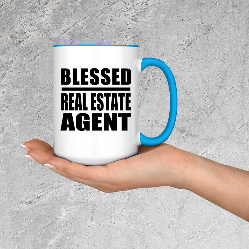 Blessed Real Estate Agent - 15oz Accent Mug Blue