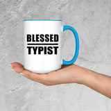 Blessed Typist - 15oz Accent Mug Blue