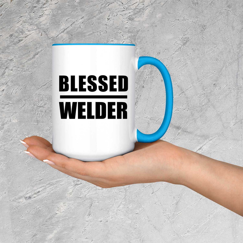 Blessed Welder - 15oz Accent Mug Blue