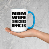 Mom Wife Corrections Officer - 15oz Accent Mug Blue