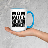 Mom Wife Software Engineer - 15oz Accent Mug Blue