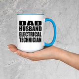Dad Husband Electrical Technician - 15oz Accent Mug Blue