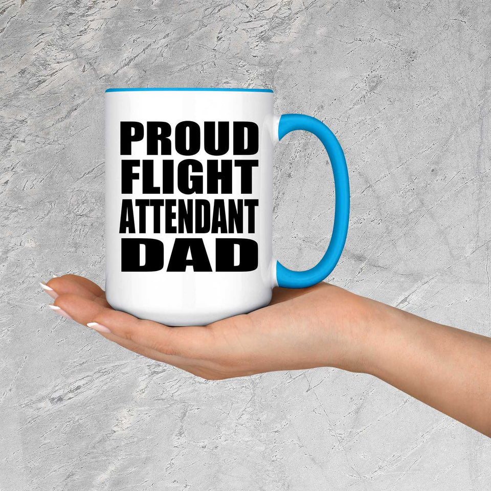 Proud Flight Attendant Dad - 15oz Accent Mug Blue