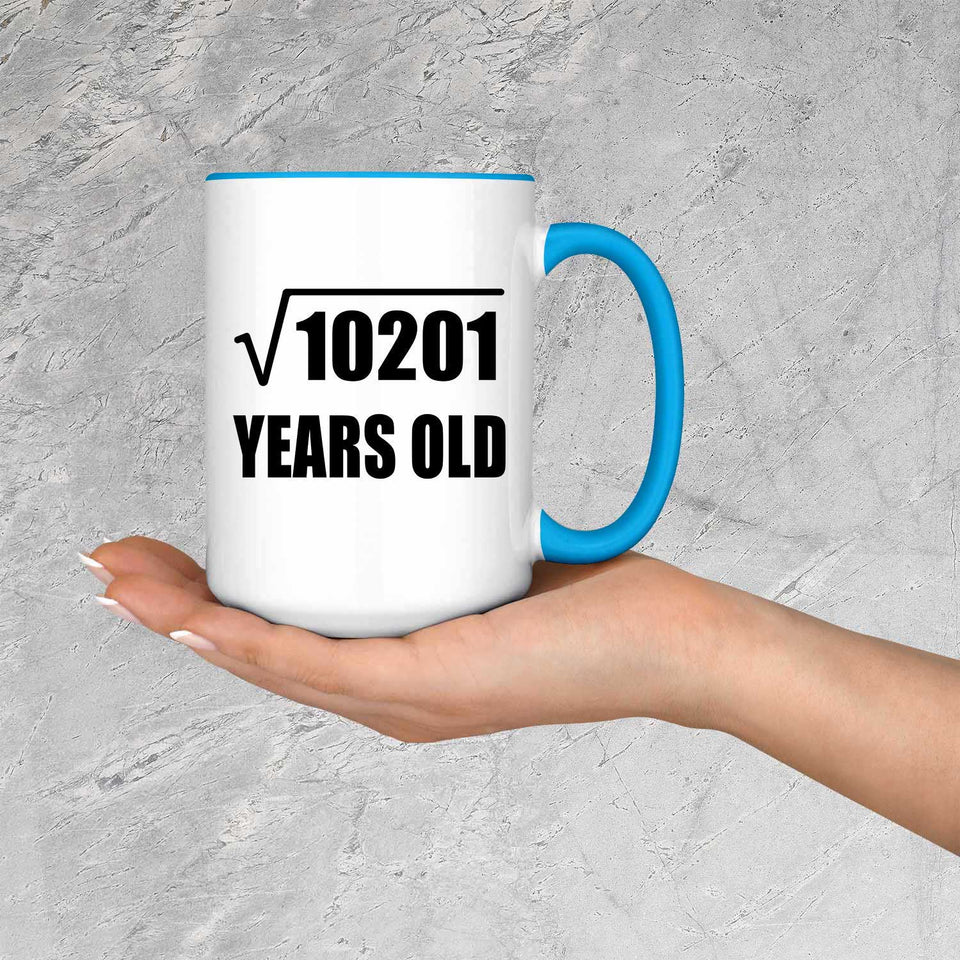 101st Birthday Square Root of 10201 Years Old - 15oz Accent Mug Blue