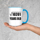 101st Birthday Square Root of 10201 Years Old - 15oz Accent Mug Blue
