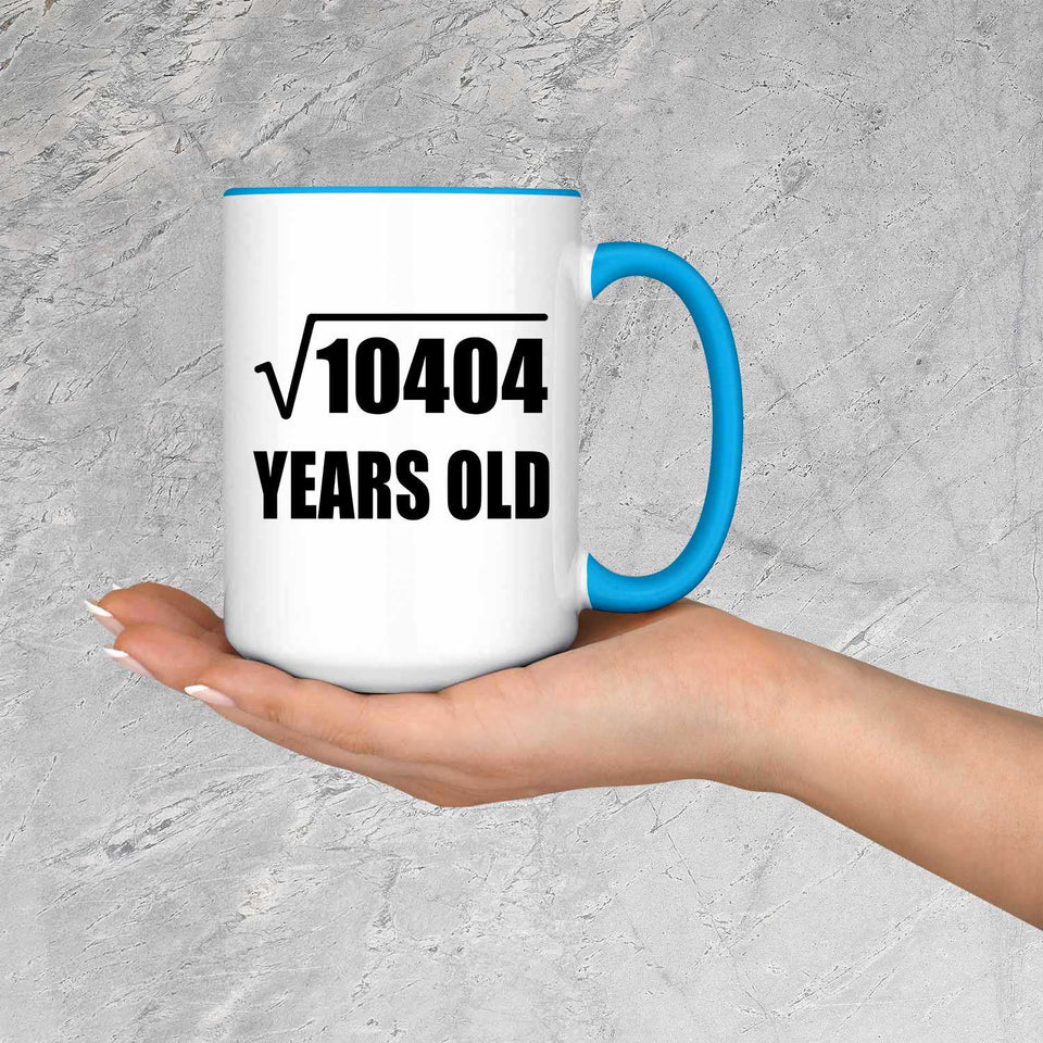 102nd Birthday Square Root of 10404 Years Old - 15oz Accent Mug Blue