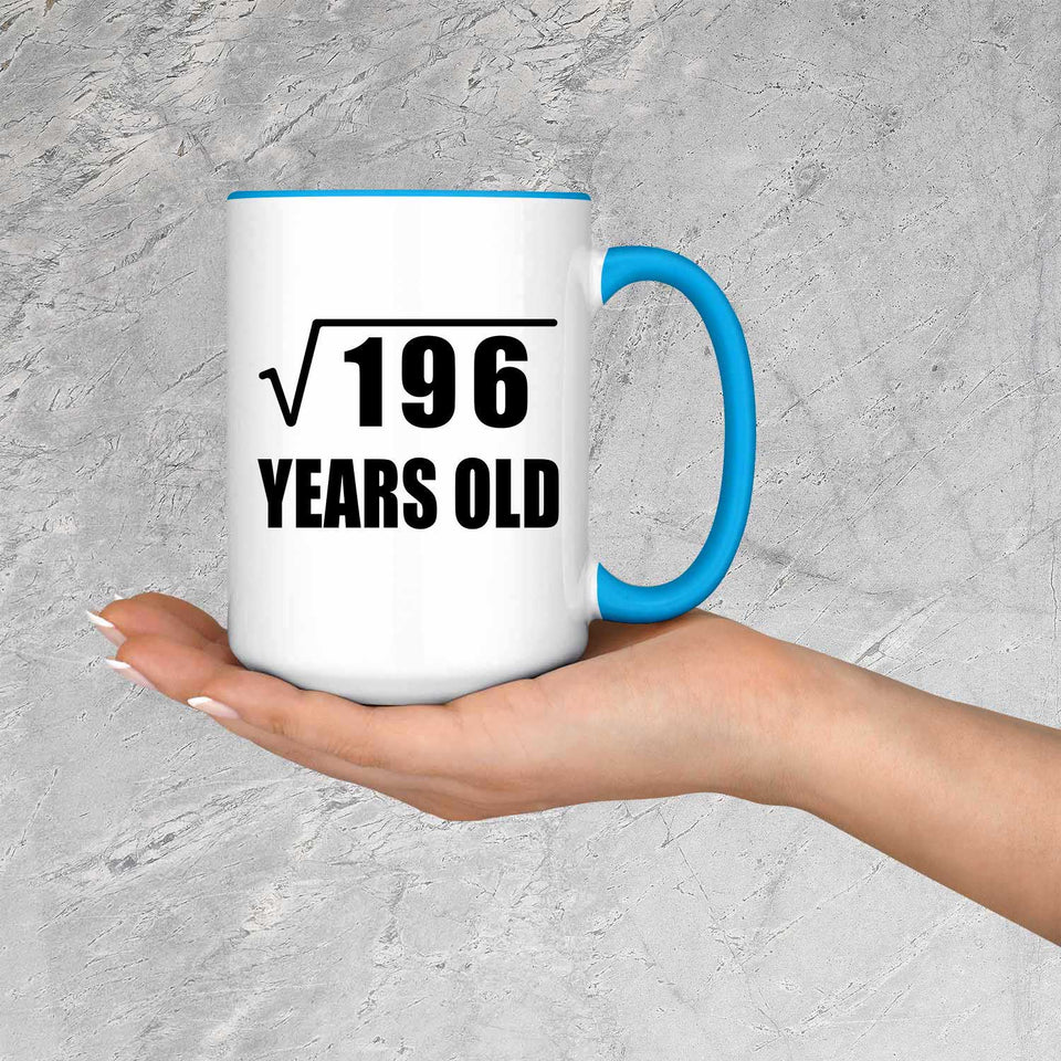 14th Birthday Square Root of 196 Years Old - 15oz Accent Mug Blue