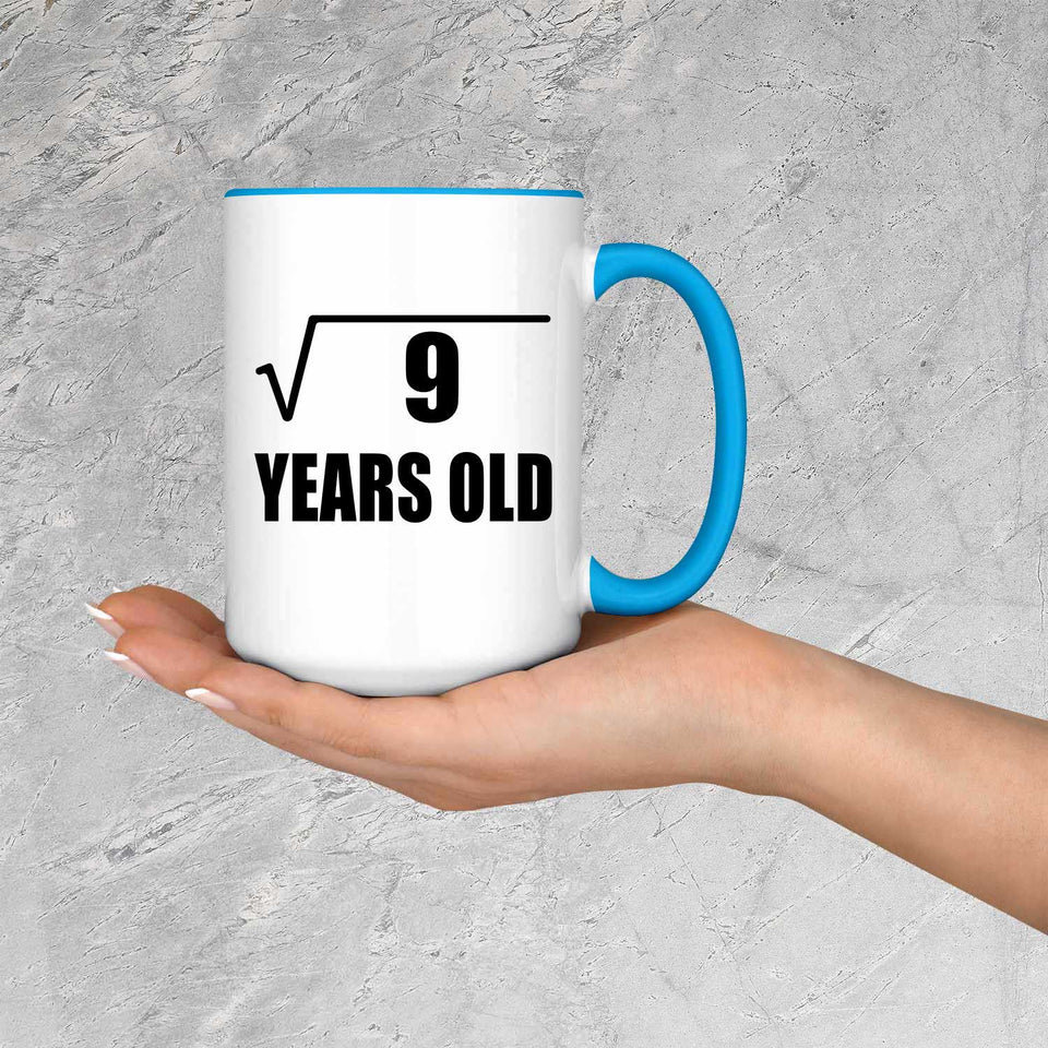 3rd Birthday Square Root of 9 Years Old - 15oz Accent Mug Blue