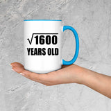 40th Birthday Square Root of 1600 Years Old - 15oz Accent Mug Blue