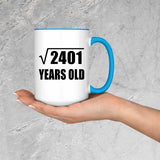 49th Birthday Square Root of 2401 Years Old - 15oz Accent Mug Blue