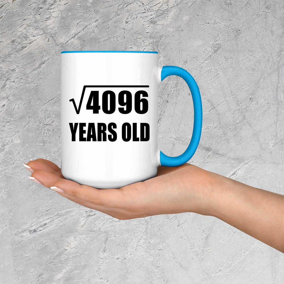 64th Birthday Square Root of 4096 Years Old - 15oz Accent Mug Blue