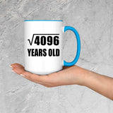 64th Birthday Square Root of 4096 Years Old - 15oz Accent Mug Blue