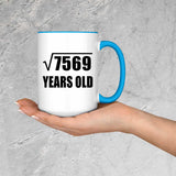 87th Birthday Square Root of 7569 Years Old - 15oz Accent Mug Blue