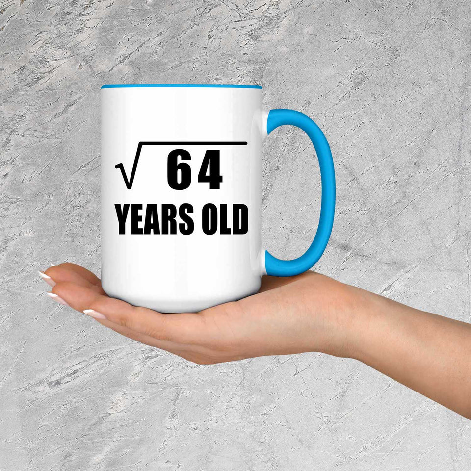 8th Birthday Square Root of 64 Years Old - 15oz Accent Mug Blue
