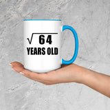8th Birthday Square Root of 64 Years Old - 15oz Accent Mug Blue