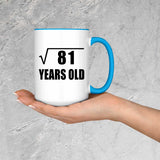 9th Birthday Square Root of 81 Years Old - 15oz Accent Mug Blue