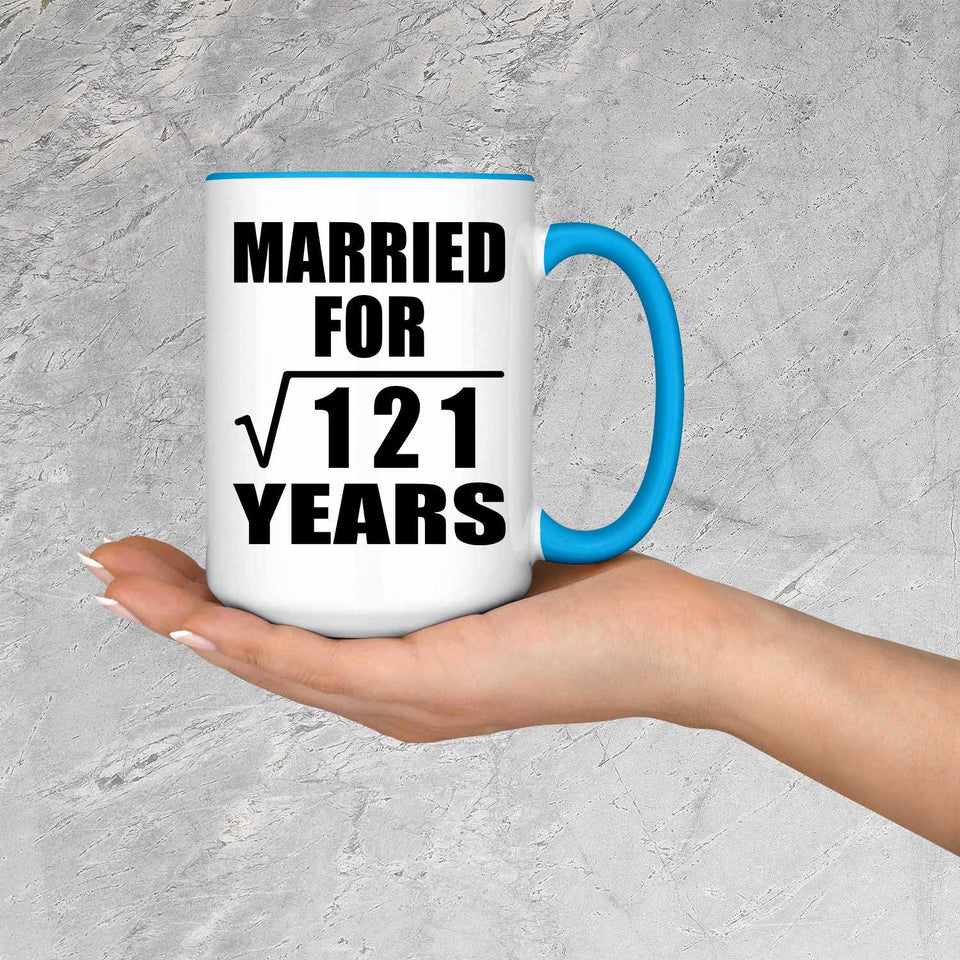 11th Anniversary Married For Square Root of 121 Years - 15oz Accent Mug Blue
