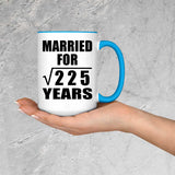 15th Anniversary Married For Square Root of 225 Years - 15oz Accent Mug Blue