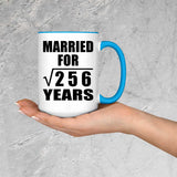 16th Anniversary Married For Square Root of 256 Years - 15oz Accent Mug Blue