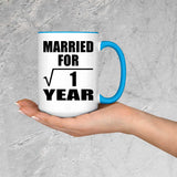 1st Anniversary Married For Square Root of 1 Year - 15oz Accent Mug Blue
