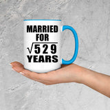 23rd Anniversary Married For Square Root of 529 Years - 15oz Accent Mug Blue