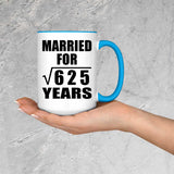 25th Anniversary Married For Square Root of 625 Years - 15oz Accent Mug Blue