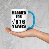 26th Anniversary Married For Square Root of 676 Years - 15oz Accent Mug Blue