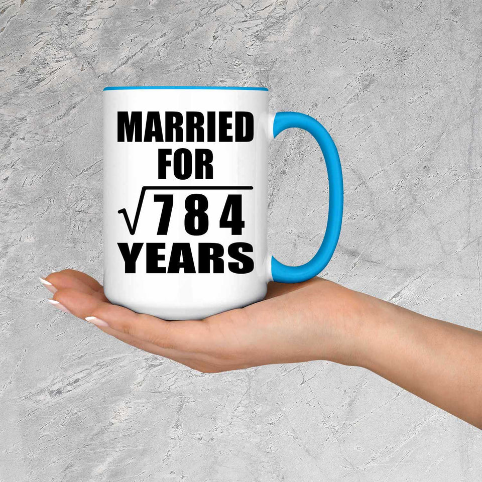 28th Anniversary Married For Square Root of 784 Years - 15oz Accent Mug Blue