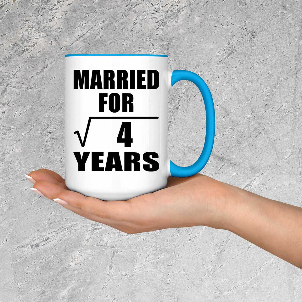 2nd Anniversary Married For Square Root of 4 Years - 15oz Accent Mug Blue