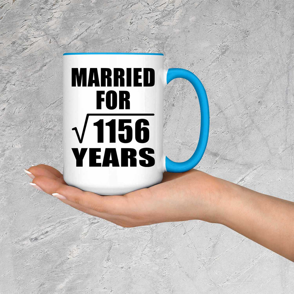 34th Anniversary Married For Square Root of 1156 Years - 15oz Accent Mug Blue