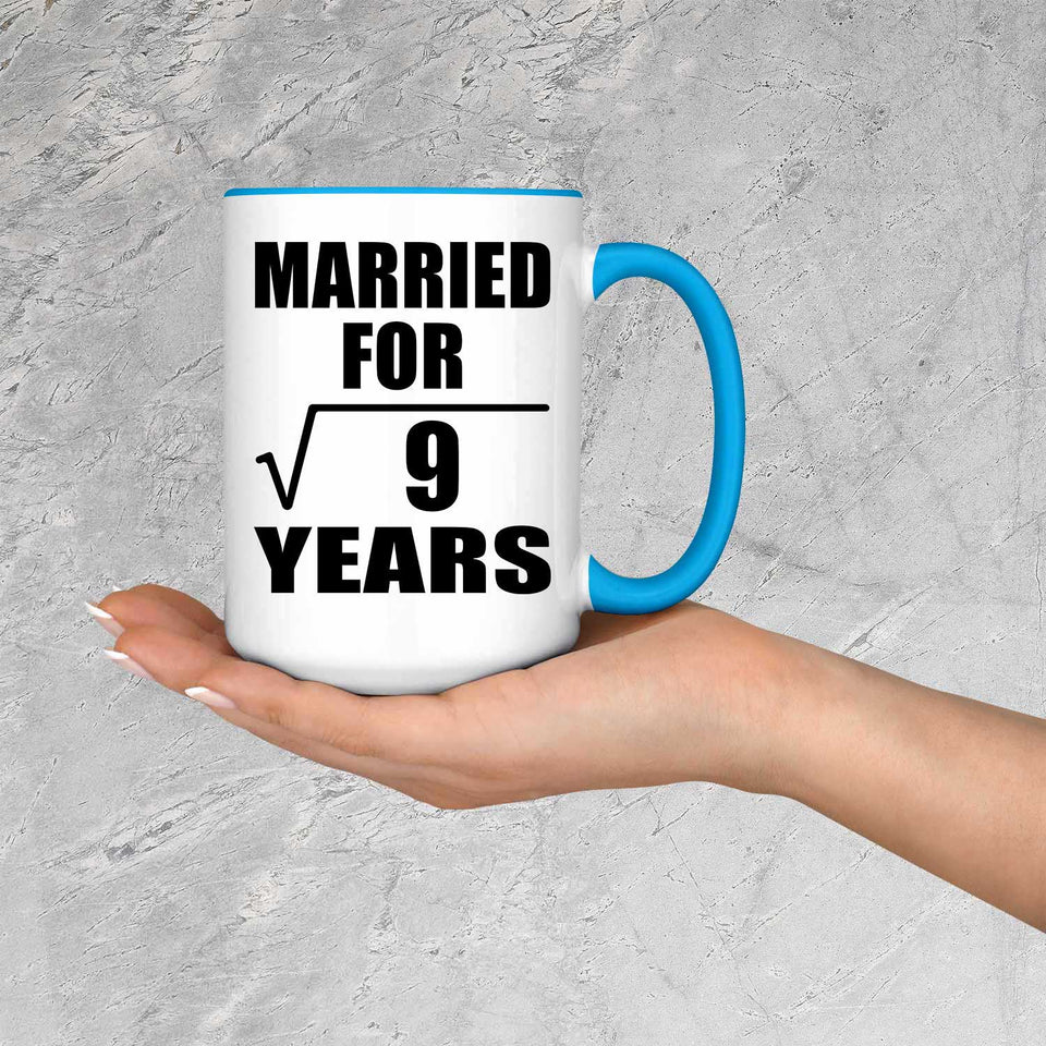 3rd Anniversary Married For Square Root of 9 Years - 15oz Accent Mug Blue