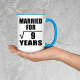 3rd Anniversary Married For Square Root of 9 Years - 15oz Accent Mug Blue
